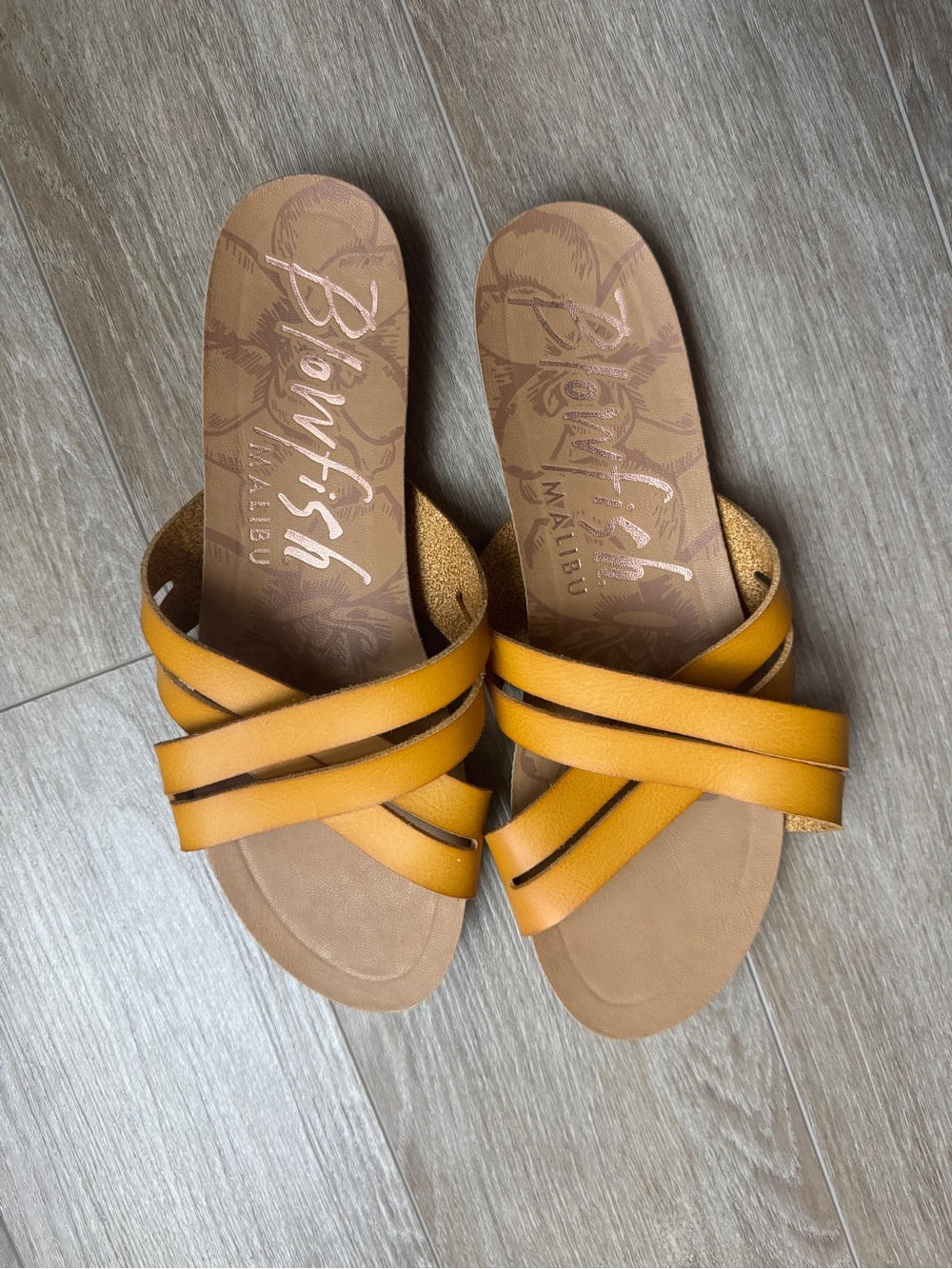 Blowfish Women's Yellow Strappy Slide Sandals